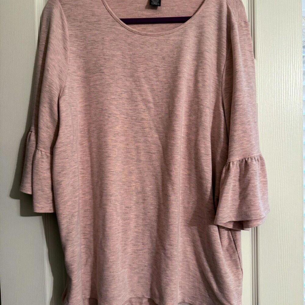 Adrianna Papell Heathered French Terry Top. Pink Sz XL Preowned Gently Worn
